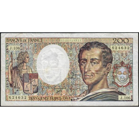 F 70-12a - 1992 - 200 francs - Montesquieu - Série J.106 - Etat : TB-