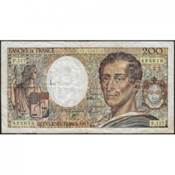 F 70-12b - 1992 - 200 francs - Montesquieu - Série P.117 - Etat : B