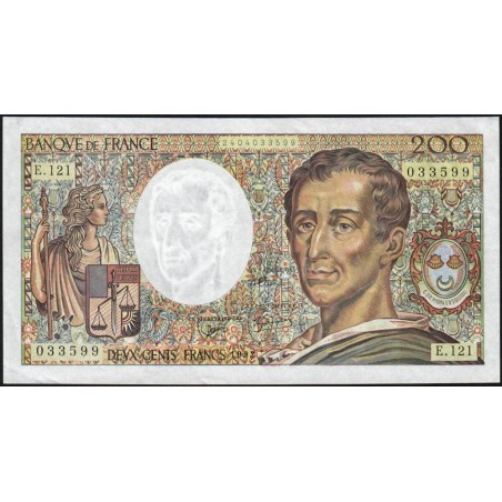 F 70-12b - 1992 - 200 francs - Montesquieu - Série E.121 - Etat : TTB+