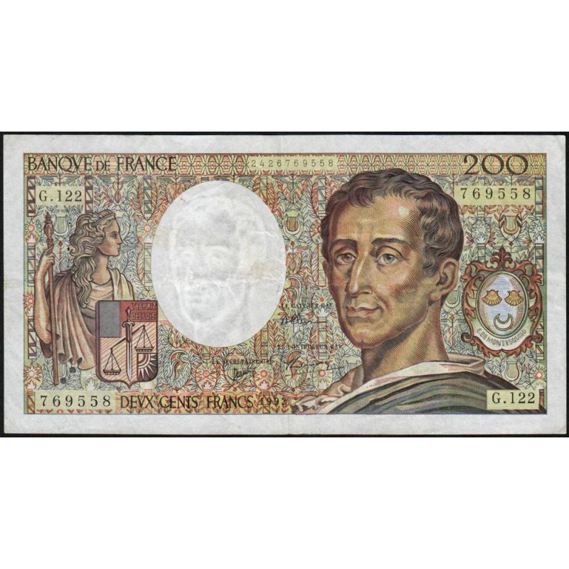 F 70-12b - 1992 - 200 francs - Montesquieu - Série G.122 - Etat : TB+