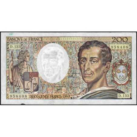 F 70-12c - 1992 - 200 francs - Montesquieu - Série D.133 - Etat : TTB-