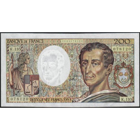 F 70-12c - 1992 - 200 francs - Montesquieu - Série K.135 - Etat : SUP+