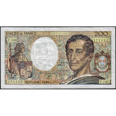 F 70-12c - 1992 - 200 francs - Montesquieu - Série F.140 - Etat : TB