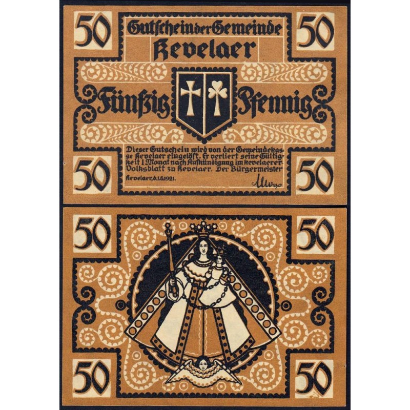 Allemagne - Notgeld - Kevelaer - 50 pfennig - 01/06/1921 - Etat : pr.NEUF