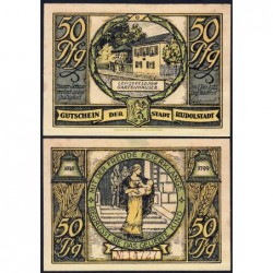 Allemagne - Notgeld - Rudolstadt - 50 pfennig - Lettre U - 1921 - Etat : SPL