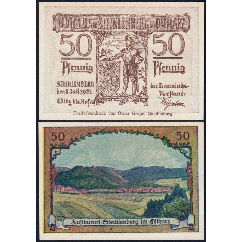Allemagne - Notgeld - Stecklenberg - 50 pfennig - Type a - 01/07/1921 - Etat : SPL+