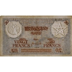 Maroc - Pick 18b_3 - 20 francs - Série H.1854 - 01/03/1945 - Etat : TTB