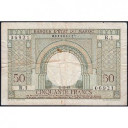 Maroc - Pick 44 - 50 francs - Série R.1 - 02/12/1949 - Etat : TB