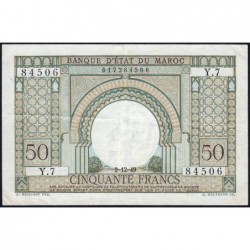 Maroc - Pick 44 - 50 francs - Série Y.7 - 02/12/1949 - Etat : SUP-