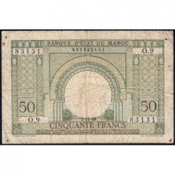 Maroc - Pick 44 - 50 francs - Série O.9 - 02/12/1949 - Etat : TB-