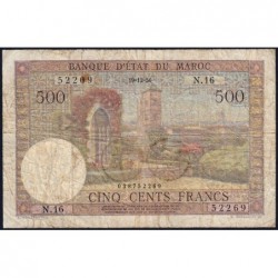 Maroc - Pick 46_2 - 500 francs - Série N.16 - 19/12/1956 - Etat : B+