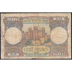 Maroc - Pick 45 - 100 francs - Série G.26 - 09/01/1950 - Etat : B+