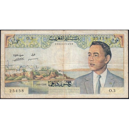 Maroc - Pick 55b- 50 dirhams - Série O.3 - 1966 - Etat : TB