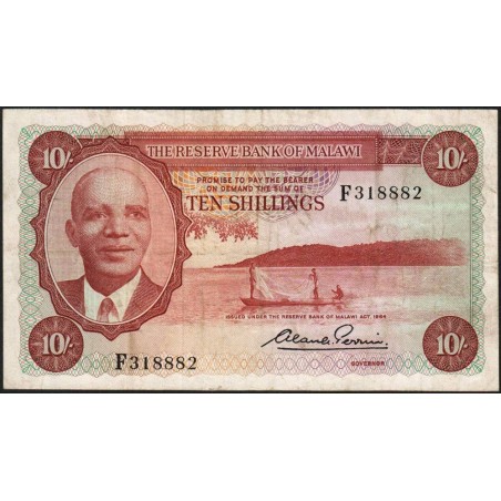 Malawi - Pick 2 - 10 shillings- Série F - 1964 - Etat : TTB