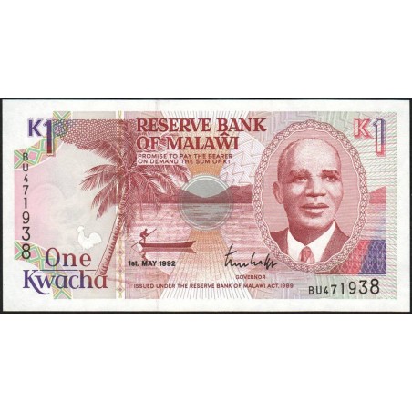 Malawi - Pick 23b - 1 kwacha - Série BU - 01/05/1992 - Etat : NEUF