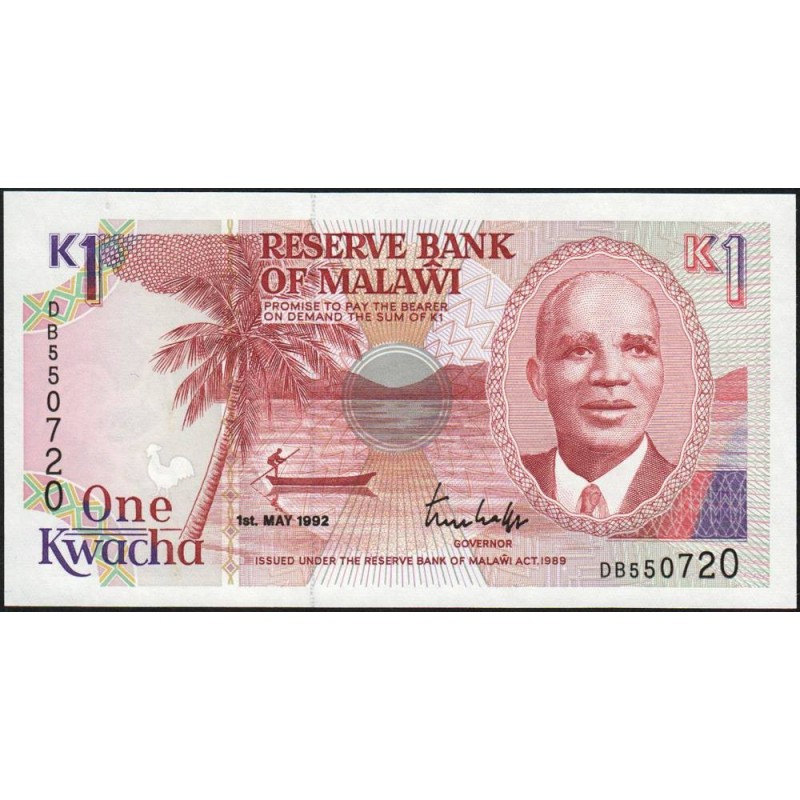 Malawi - Pick 23b - 1 kwacha - Série DB - 01/05/1992 - Etat : NEUF