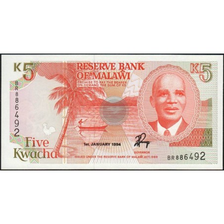 Malawi - Pick 24a - 5 kwacha - Série BR - 01/01/1994 - Etat : NEUF