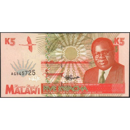 Malawi - Pick 30 - 5 kwacha - Série AG - 01/06/1995 - Etat : NEUF