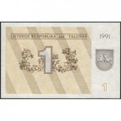 Lituanie - Pick 32a - 1 talonas - Série BA - 1991 - Etat : SPL