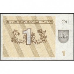Lituanie - Pick 32a - 1 talonas - Série BS - 1991 - Etat : SPL