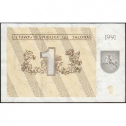 Lituanie - Pick 32a - 1 talonas - Série CT - 1991 - Etat : SPL