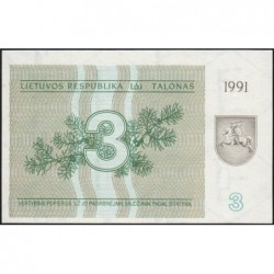 Lituanie - Pick 33b - 3 talonas - Série AS - 1991 - Etat : NEUF