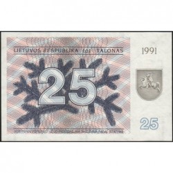 Lituanie - Pick 36b - 25 talonas - Série BF - 1991 - Etat : NEUF