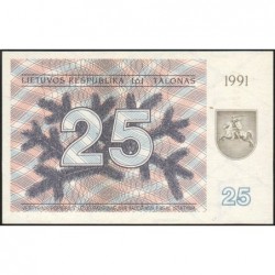 Lituanie - Pick 36b - 25 talonas - Série BM - 1991 - Etat : NEUF