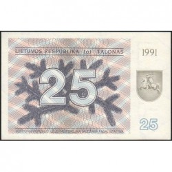 Lituanie - Pick 36b - 25 talonas - Série CC - 1991 - Etat : NEUF