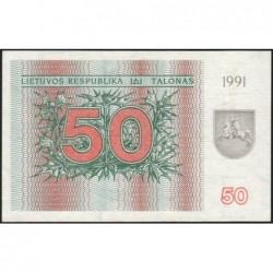 Lituanie - Pick 37a - 50 talonas - Série AA - 1991 - Etat : NEUF