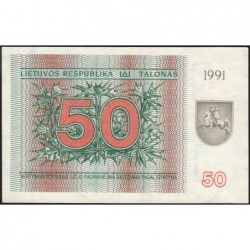 Lituanie - Pick 37b - 50 talonas - Série BS - 1991 - Etat : pr.NEUF