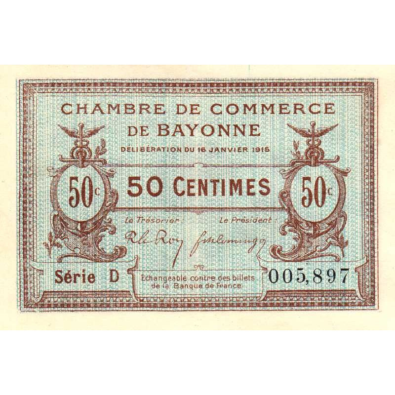 Bayonne - Pirot 21-1a - 50 centimes - Série D - 16/01/1915 - Etat : NEUF