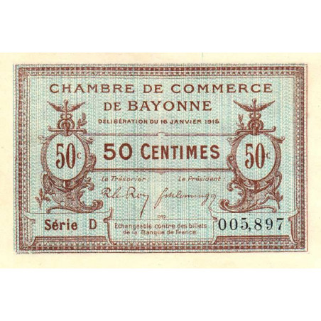 Bayonne - Pirot 21-1a - 50 centimes - Série D - 16/01/1915 - Etat : NEUF