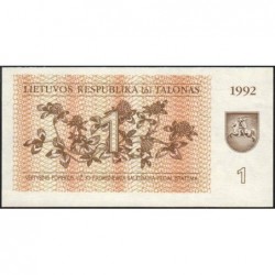 Lituanie - Pick 39 - 1 talonas - Série JE - 1992 - Etat : NEUF