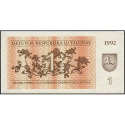 Lituanie - Pick 39 - 1 talonas - Série LC - 1992 - Etat : NEUF