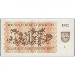 Lituanie - Pick 39 - 1 talonas - Série NH - 1992 - Etat : NEUF