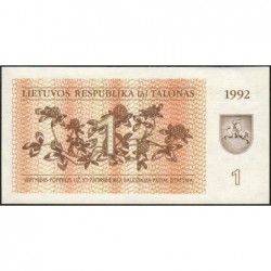 Lituanie - Pick 39 - 1 talonas - Série NI - 1992 - Etat : NEUF