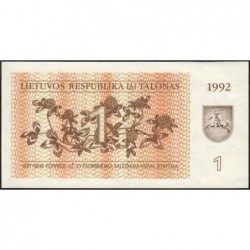 Lituanie - Pick 39 - 1 talonas - Série NI - 1992 - Etat : NEUF