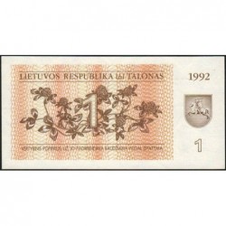 Lituanie - Pick 39 - 1 talonas - Série PA - 1992 - Etat : NEUF