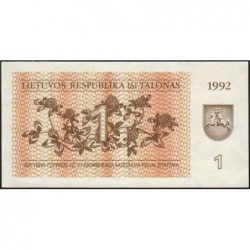 Lituanie - Pick 39 - 1 talonas - Série PE - 1992 - Etat : NEUF