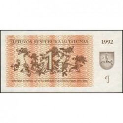 Lituanie - Pick 39 - 1 talonas - Série PF - 1992 - Etat : NEUF