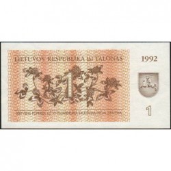 Lituanie - Pick 39 - 1 talonas - Série SE - 1992 - Etat : NEUF