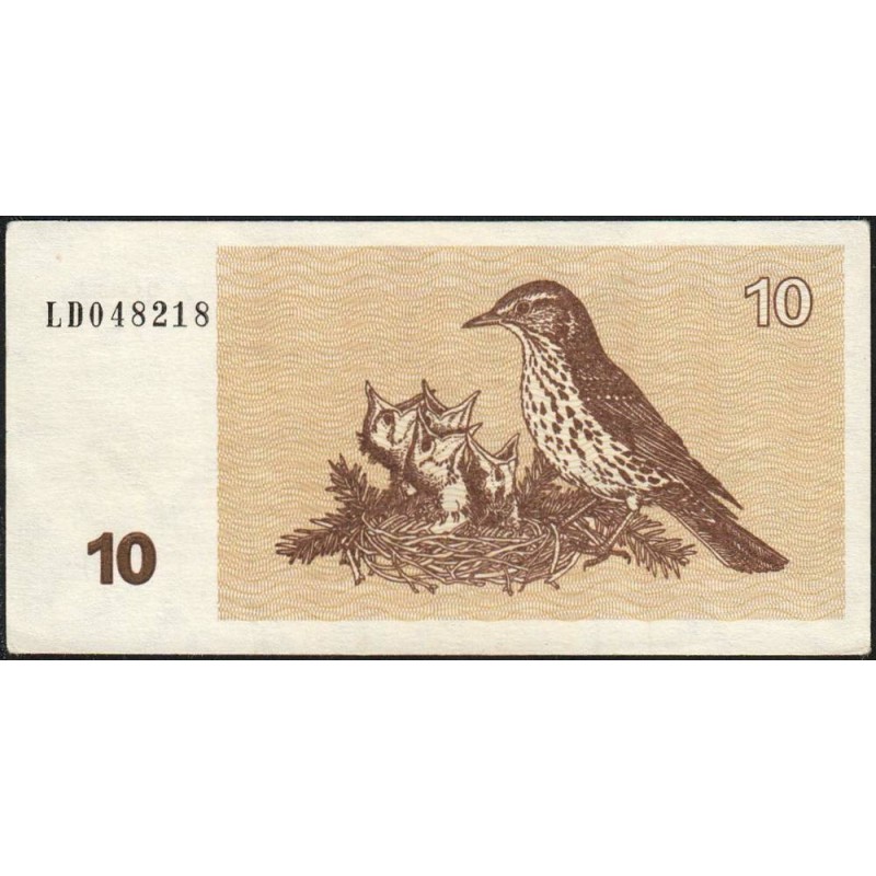 Lituanie - Pick 40 - 10 talonas - Série LD - 1992 - Etat : SPL