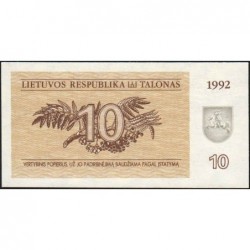 Lituanie - Pick 40 - 10 talonas - Série OI - 1992 - Etat : NEUF