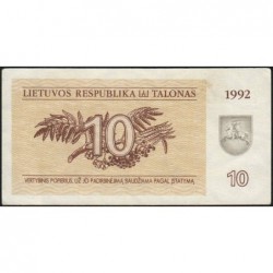 Lituanie - Pick 40 - 10 talonas - Série PG - 1992 - Etat : SUP