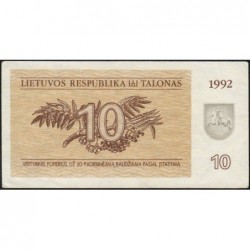 Lituanie - Pick 40 - 10 talonas - Série TC - 1992 - Etat : SUP