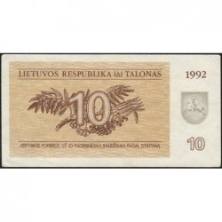 Lituanie - Pick 40 - 10 talonas - Série TC - 1992 - Etat : SUP