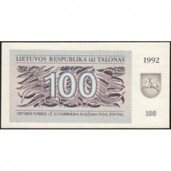 Lituanie - Pick 42 - 100 talonas - Série OC - 1992 - Etat : NEUF