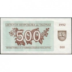 Lituanie - Pick 44 - 500 talonas - Série RD - 1992 - Etat : pr.NEUF