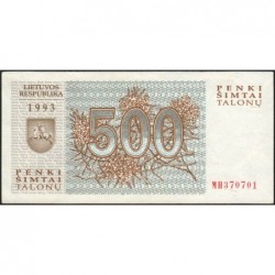 Lituanie - Pick 46 - 500 talonas - Série MH - 1993 - Etat : NEUF